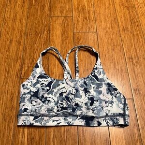 lululemon navy and white patterned sports bra